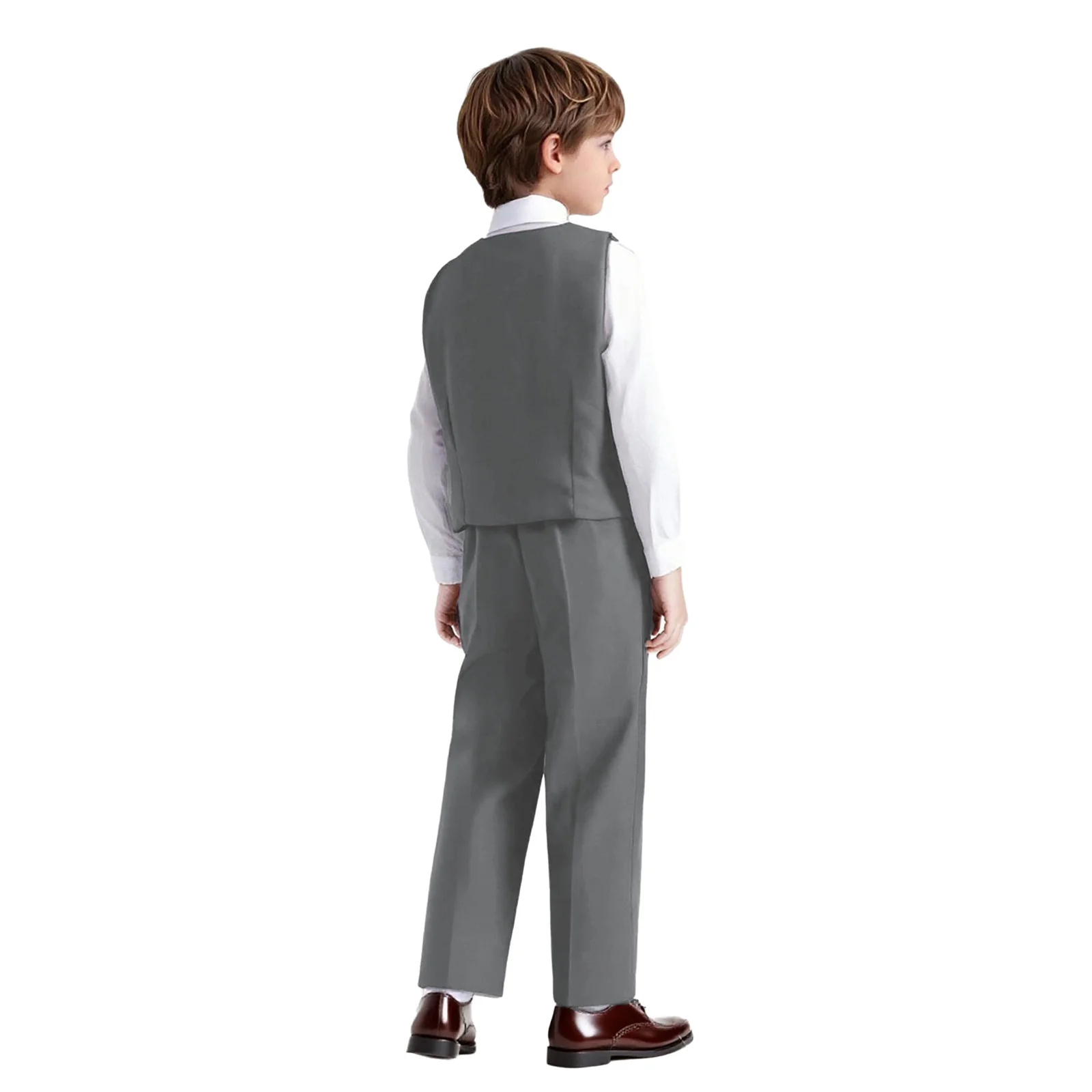 Kids Boys School Uniform Gentleman Students Recitation Chorus Performance Outfit Long Sleeve Shirt with Pants Tie and Badge Set