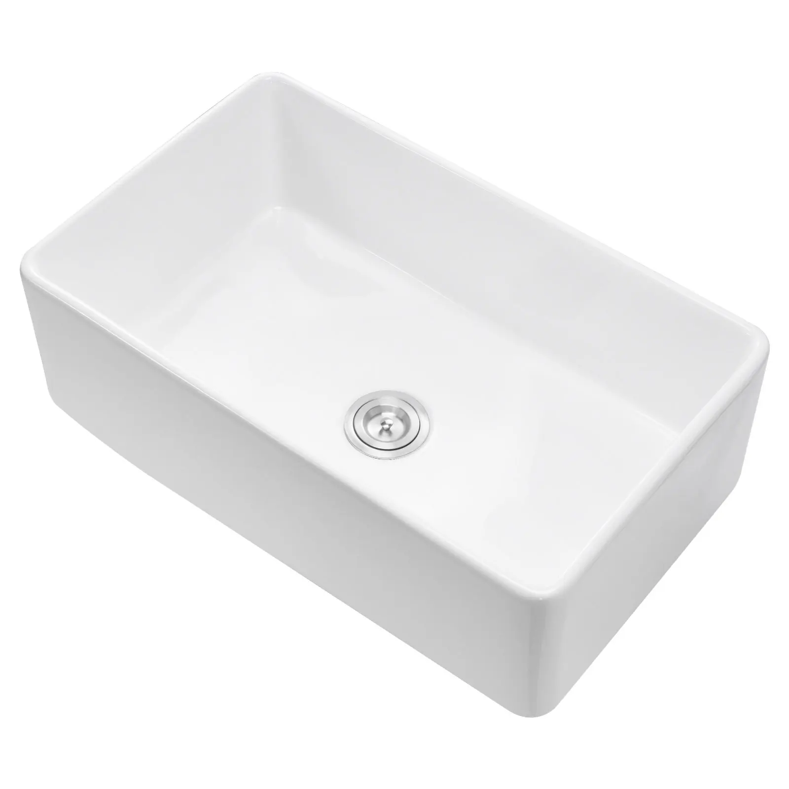 

Кухонная мойка 33.5x20 дюймов, встраиваемая под столешницу, одинарная чаша, из огнеупорной глины, белая, в стиле фермерского дома