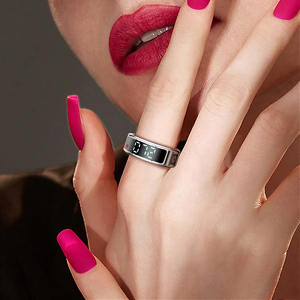 

AT42 SR08 Смарт-кольцо для мужчин и женщин, светодиодный экран, мониторинг сердечного ритма, кислорода в крови, несколько спортивных режимов, 5 АТМ, водонепроницаемый A