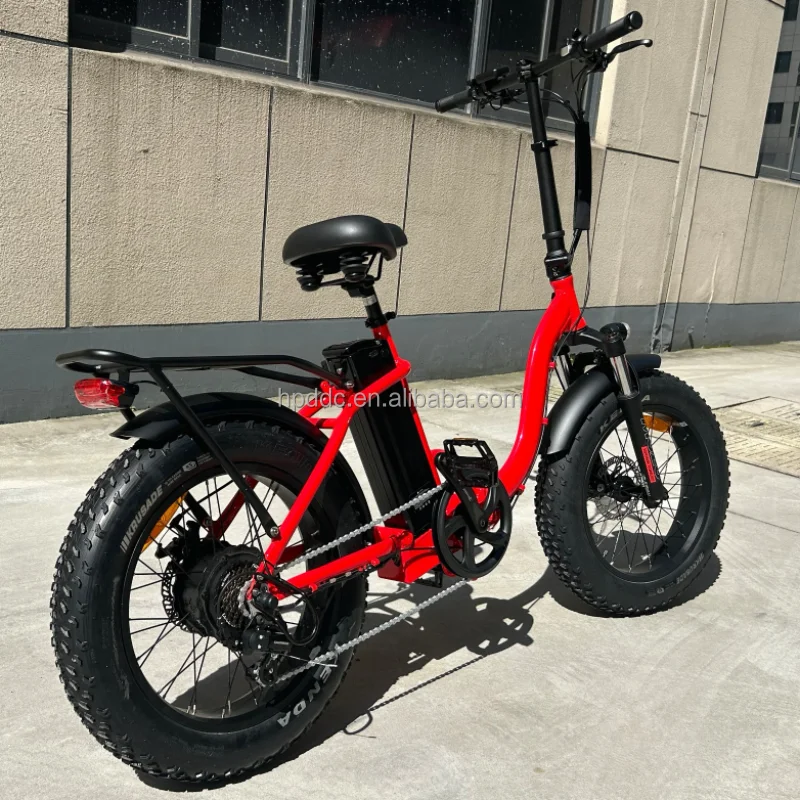 Adults Step Thru Electric Folding Bike Rear Rack 15ah Portable Battery Foldable Bicycle 20-Inch  Fat Tire Ready to Ship