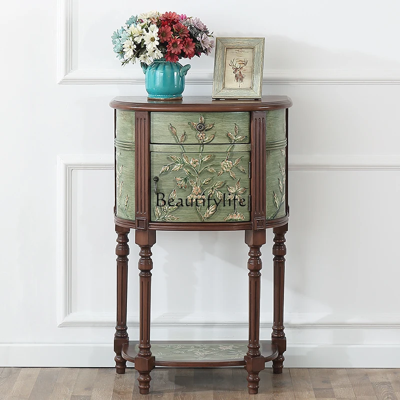 

02*American rural semicircular small entrance foyer wall decorative cabinet