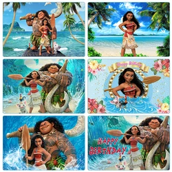 Disney Moana zdjęcie tło dziewczyna księżniczka na urodziny i bociankowe kreskówka Vaiana fotografia tło przyjęcie rekwizyty do dekoracji