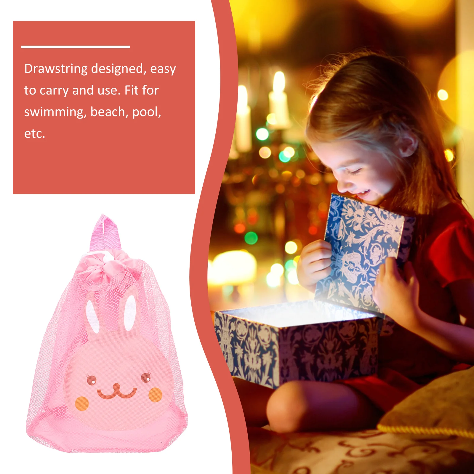 Sac de plage en maille, rangement, jouets pour bébés filles, enfants avec cordon de serrage, sacs de sable en Polyester