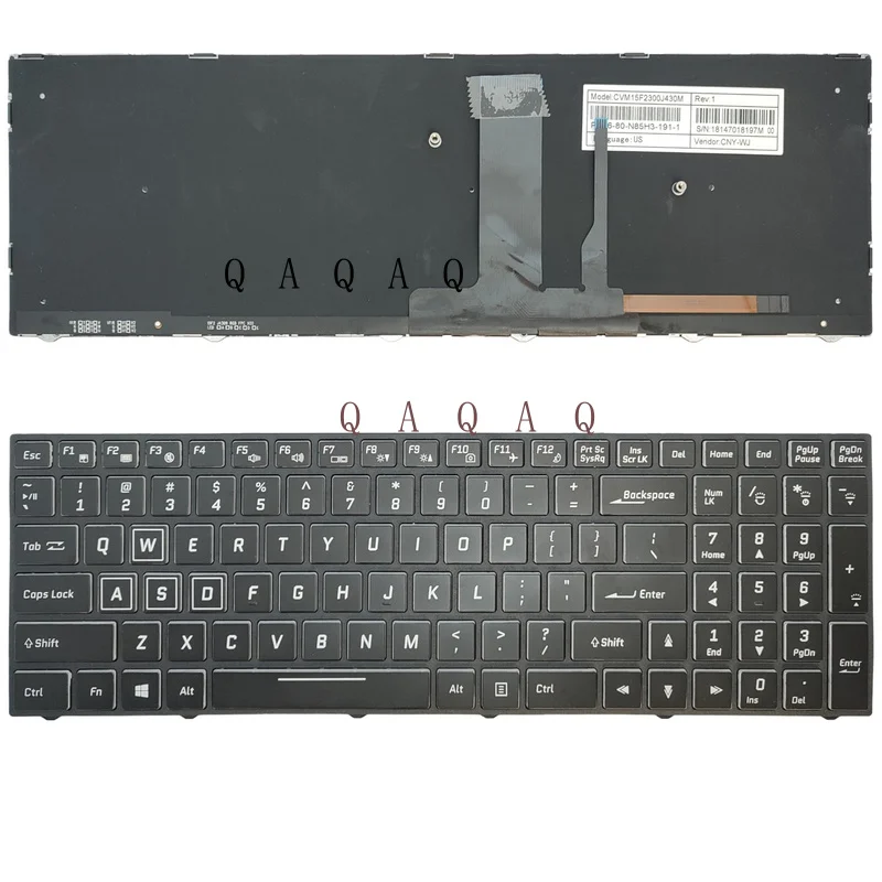 

QA New Laptop keyboard for Clevo for KINGBOOK with backlight Black