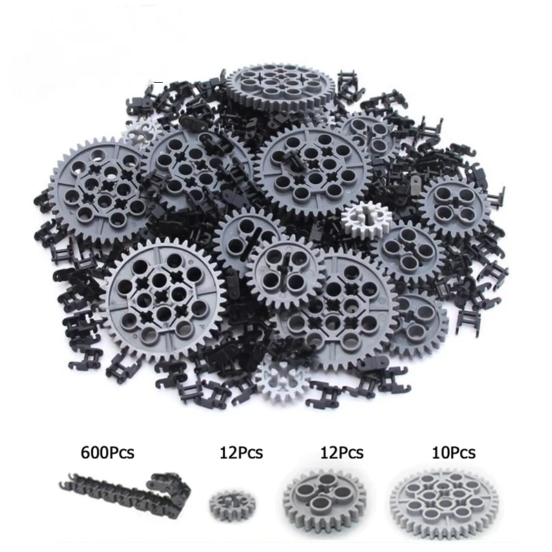 372-634Pcs/lot Technical Link Chain Gears Rubber Stopper MOC Building Block Bricks Spare Parts Bulk Kit for Tank Track DIY Toys