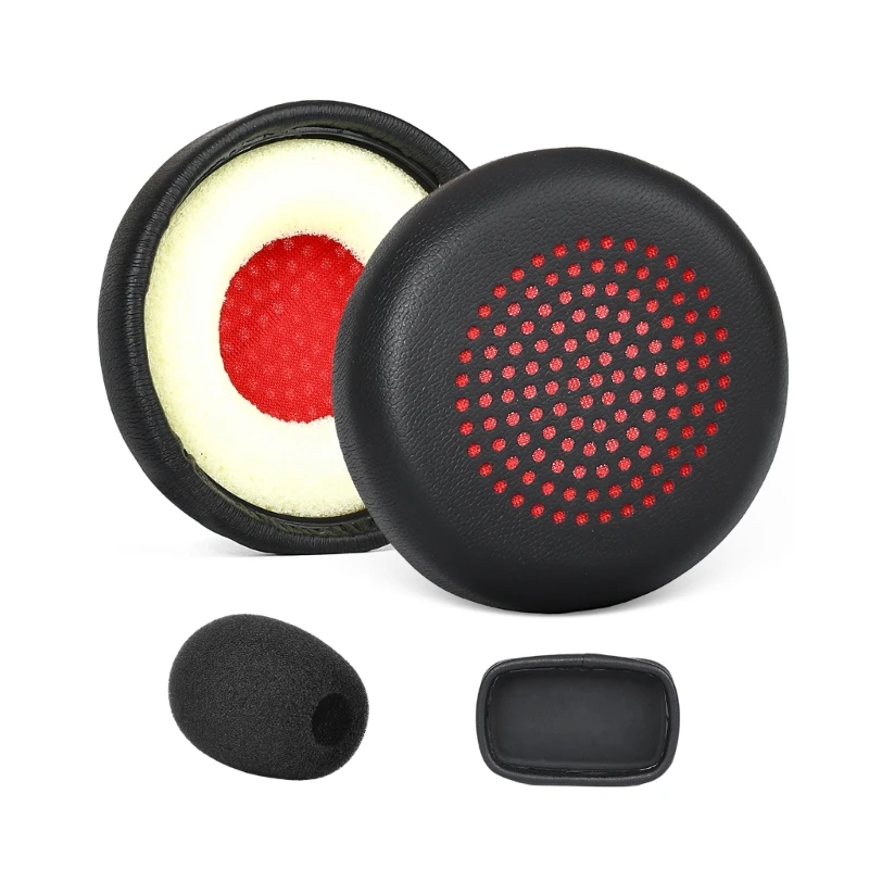 Ohrpolster aus Proteinleder für Poly Savi 8400/8410/8420/8220/8210/8200. Perforierte mittlere Ohrpolster E74A – Detail 1