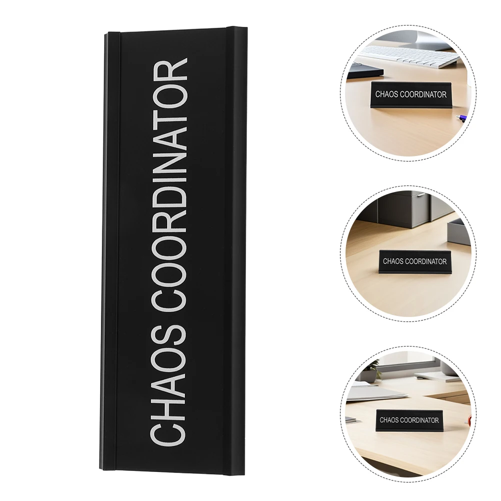 

L-Shaped Aluminum Alloy Mediator Desk Plaque Black Sturdy Lightweight Chaos Coordinator Sign Desk Name Plate Table Top