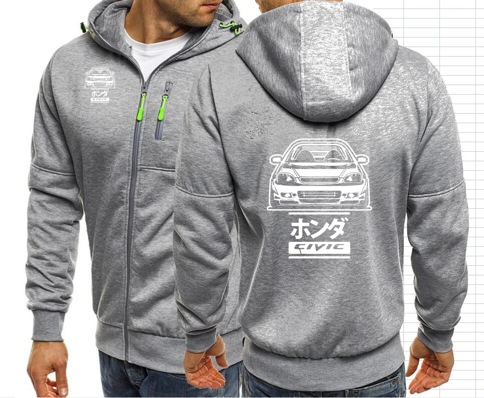 New CIVIC 6GEN Men Jackets Hoodies Coats Outwear Streetwear TYPE-R 6RD CAR B16 B18 JDM Hondaes Hooded Men Zip Sweatshirt 071