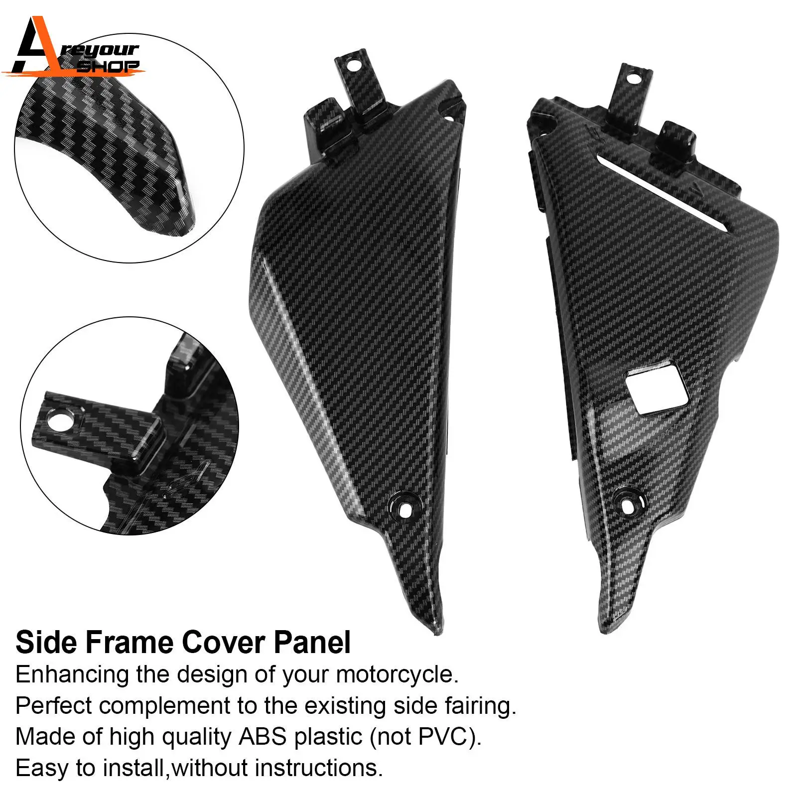 

Areyourshop Carbon Side Frame Cover Panel Fairing Cowl For Kawasaki Z650 Ninja 650 2017 2018 2019 2020 Motorcycle Parts