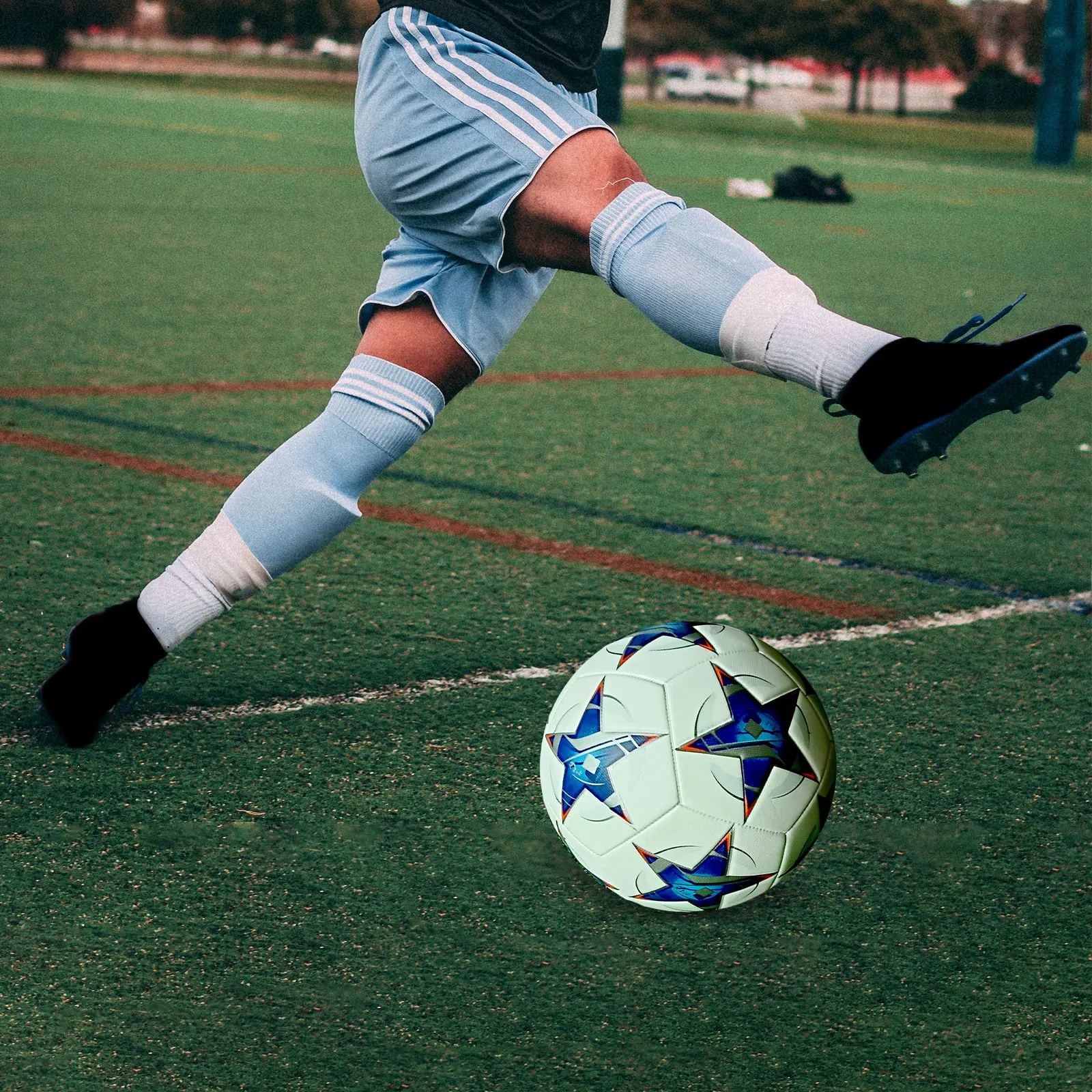 Soccer Ball Size 5 Creative Patterns Portable Durable PU Leather Official Match Ball Football for Club Game Competition Practice