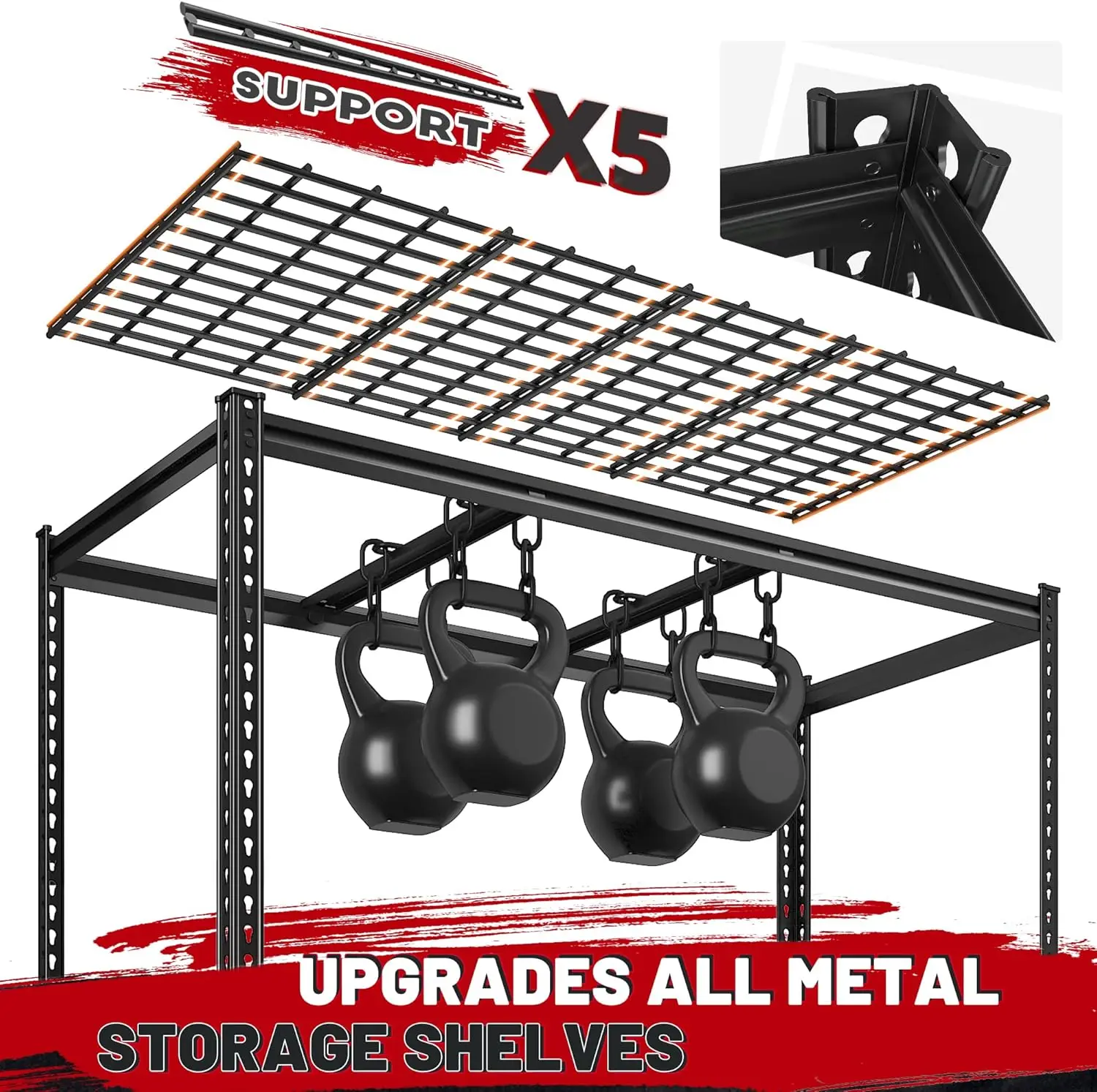 3000LBS Heavy  Storage 5 Tier Adjustable Metal Shelving Unit for Storage Rack Garage Storage Shelves Industrial Utility Shelf