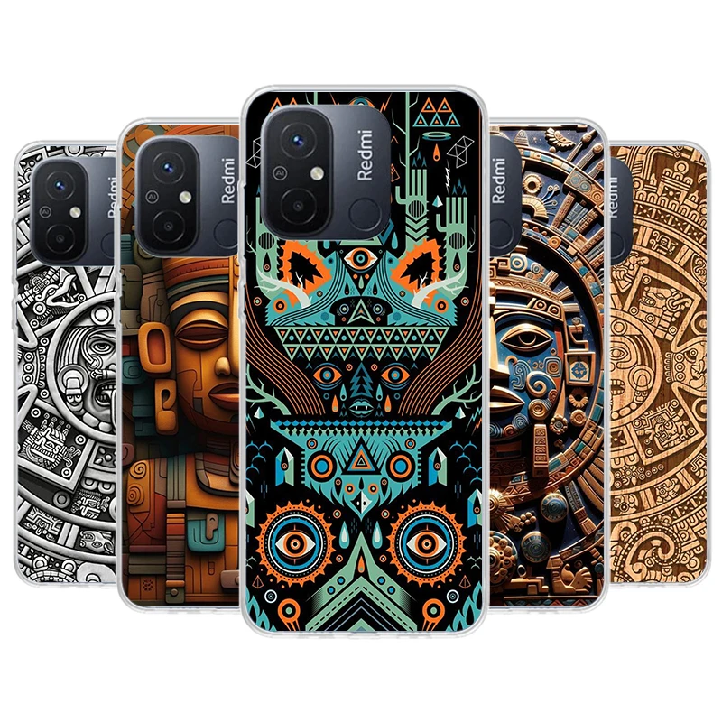 Mayan Stone Totem Pole Phone Case For Xiaomi Redmi 12 12C 10 10C 10A 9T 9C 9A 9 8 8A 7 7A 6 6A K20 K30 K40 Pro S2 Fundas Cover