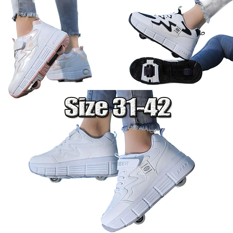 Kids Roller Skates Shoes 2 Wheels Girl Boy Skating Sneaker Flying Shoe Breathable Child Gift Outdoor Summer Detachable Sneakers