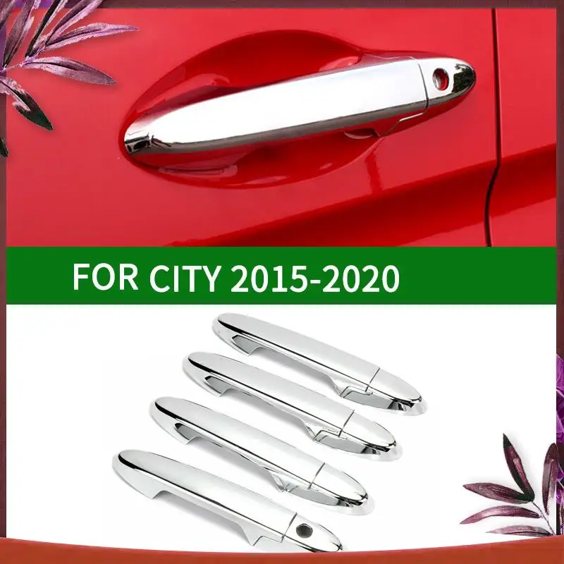 

Durable Chrome Car Outside Exterior Side Door Handle Protector Cover Trim For Honda CITY 2015-2020