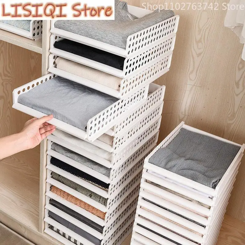 

New Closet Storage Shelf Folding Board Wardrobe Plastic Clothes Organizer Rack T-shirt Sweater Anti-wrinkle Board