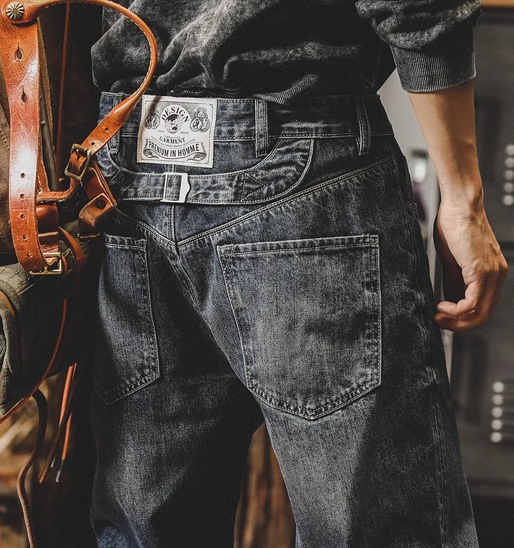 

Classic Vintage Large Size Men's Jeans Straight Leg Loose Fit Spring Autumn Trendy Brand Stone Grinding Casual Pants