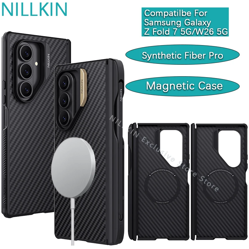 

Nillkin For Samsung Galaxy Z Fold 7 5G/W26 TPU+PC Synthetic Fiber Pro Magnetic case Protective case Magsafe phone case Shell