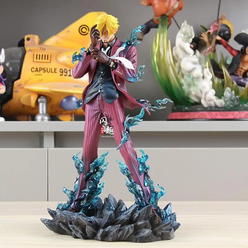 

CK Tianhui One Piece Sanji Action Figure Sleeves Pulling Blue Flame Anime Collectible Statue Trendy Toy Gift For Otaku Fans