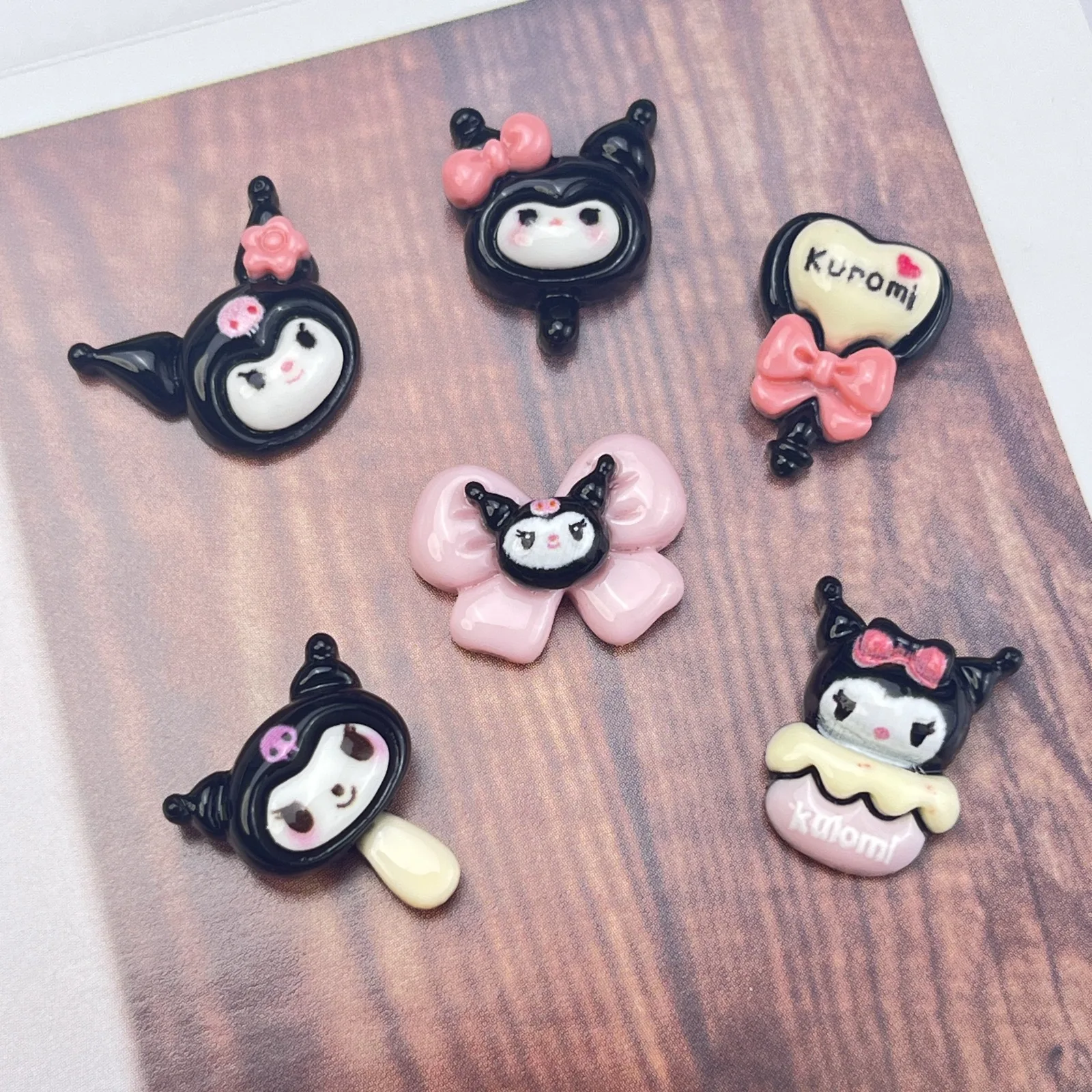 20Pcs New Kuromi Cartoon Nail Accessories Cute 3D Love Bow Festival Girl Gift DIY Nail Charm