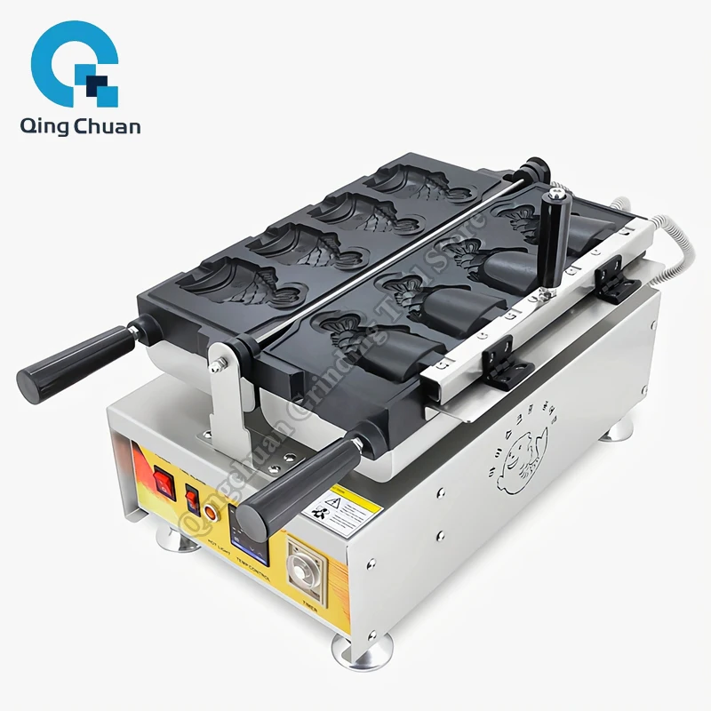 Fish Shaped Waffle Machine Commercial Electric Fish Shaped Ice Cream Taiyaki Waffle Machine Close Eyes Fish Waffle Maker - view 4