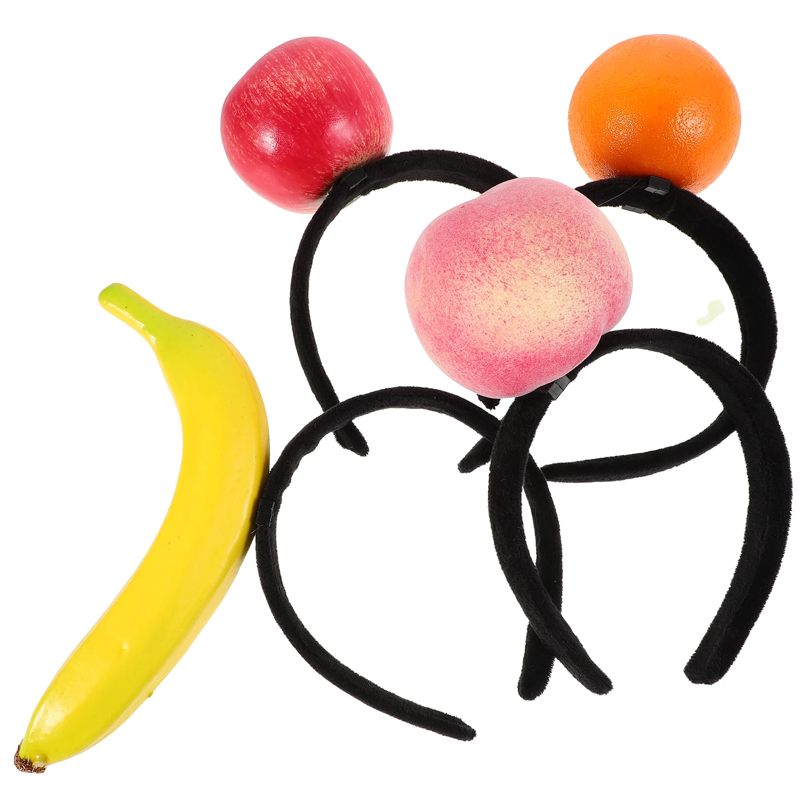 

4pcs Simulated Fruit Headbands Plastic Celebration Accessories Lightweight Tropical Party Peach Orange Apple Banana