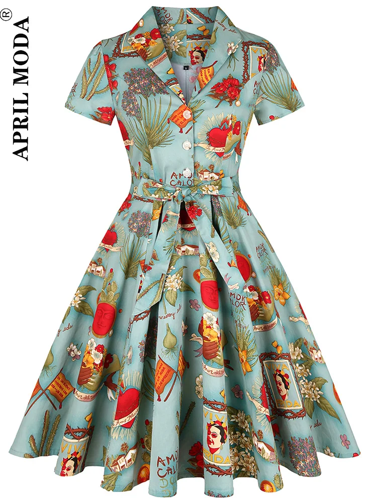 50s 60s Vintage Tunic Dresses Summer Spring Retro Pin Up 2023 Sundress Women Jurk Casual Party Robe Rockabilly Dresses Vestidos