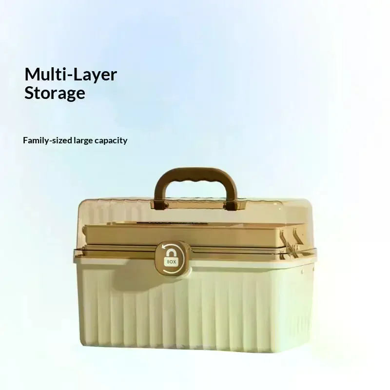 3 Tier Foldable Medicine Organizer Lightweight Multiple Compartments Portable First Aid Box for Home Camping Hiking