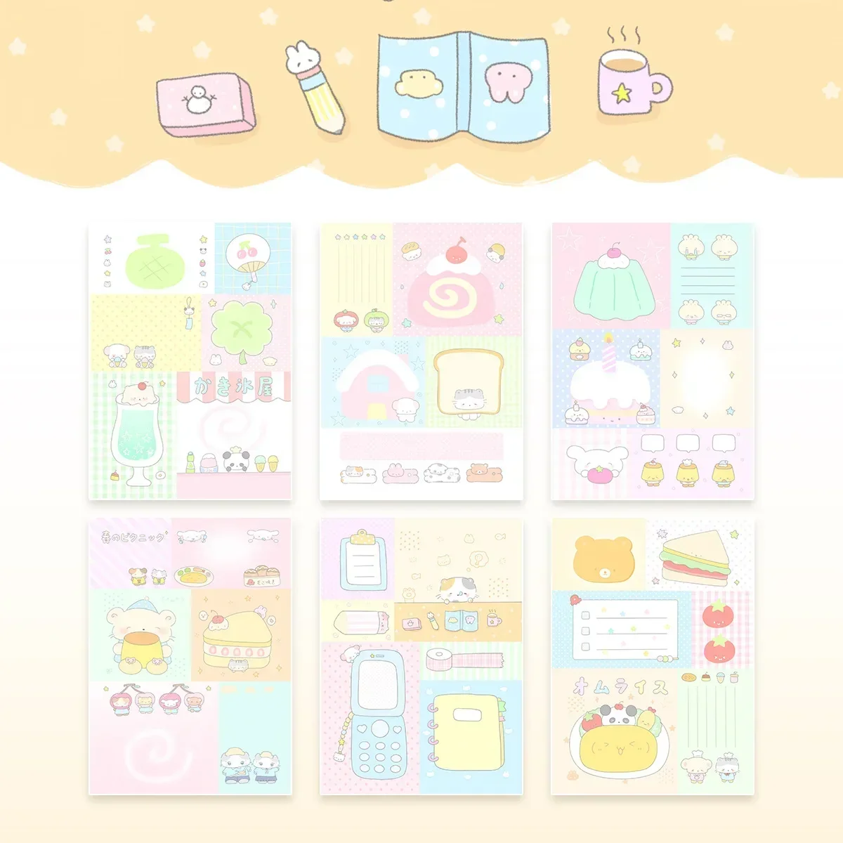 50 Uds cuaderno de dibujos animados Ins cuaderno mensaje papelería Kawaii