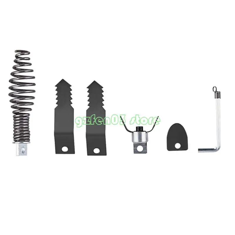 

W0YC 5Piece Drain Snakes Drill Attachment Cutter Head Set For 4-8Inch Pipe Cleaning Quickly Lock Installation for Populo