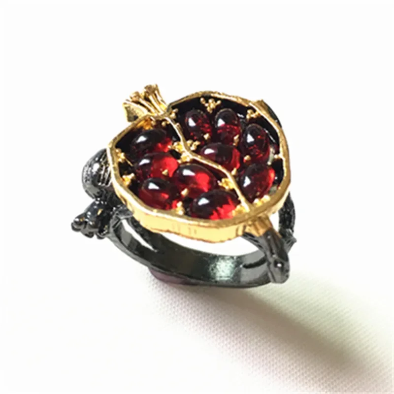 Milangirl  Vintage Red Garnet Rings Women Wedding Party Jewelry Birthday Present