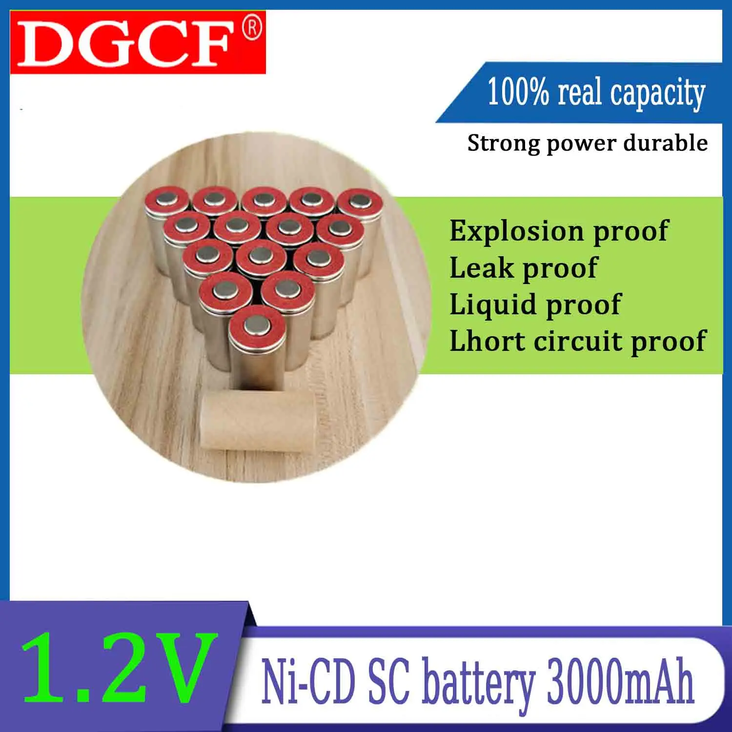 

Ni-CD SC 1.2V 3000mAh Rechargeable Battery Sub C High Capacity Power Cell with Welding Tabs for Power Tools