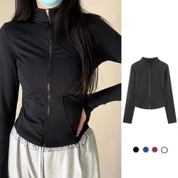 Ice Silk Sunscreen Clothing Women's Summer Thin Fit Quick Drying Long Sleeve Top Tees Zipper Slim Waist Cardigan Sports Coats