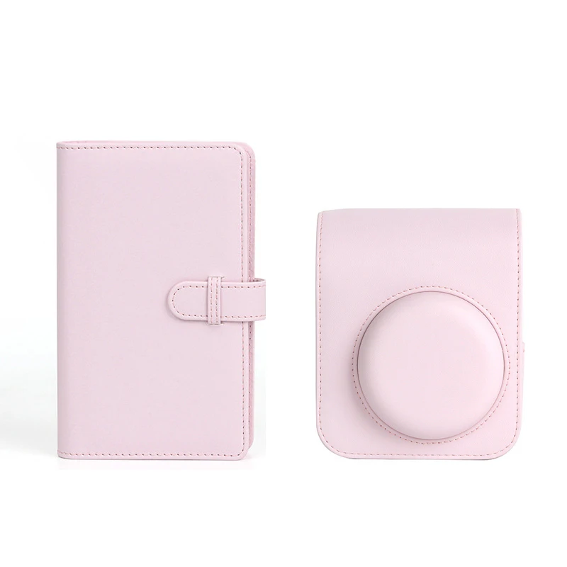 Custodia In Pelle Per Fujifilm Instax Mini 12 – Rosa, Tracolla Regolabile, Apertura Magnetica, Tasca Posteriore Per Stampe