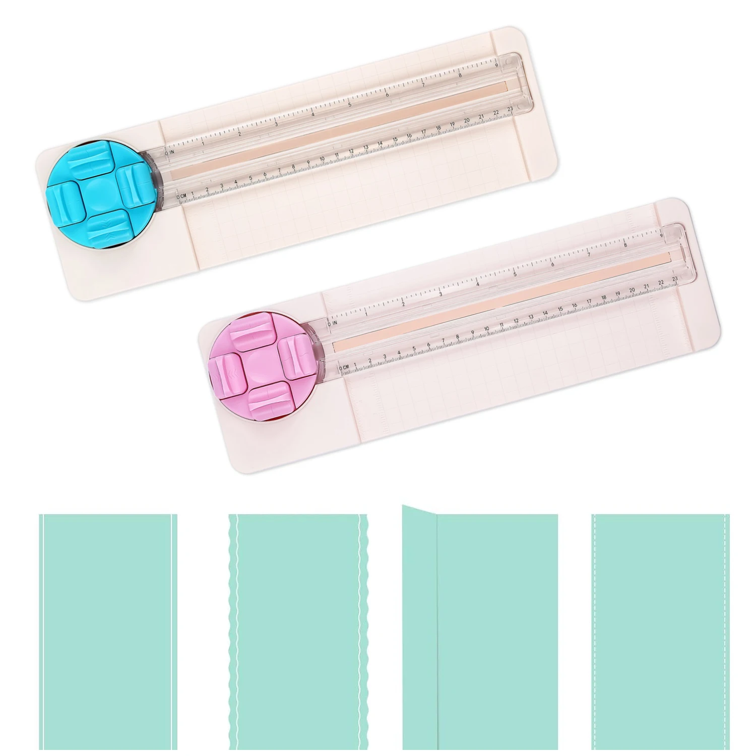 

4-in-1 Paper Trimmer with Dial Blades Multi-Functional Craft Paper Cutter DIY Scrapbooking Paper Cutting Tool Straight Wave