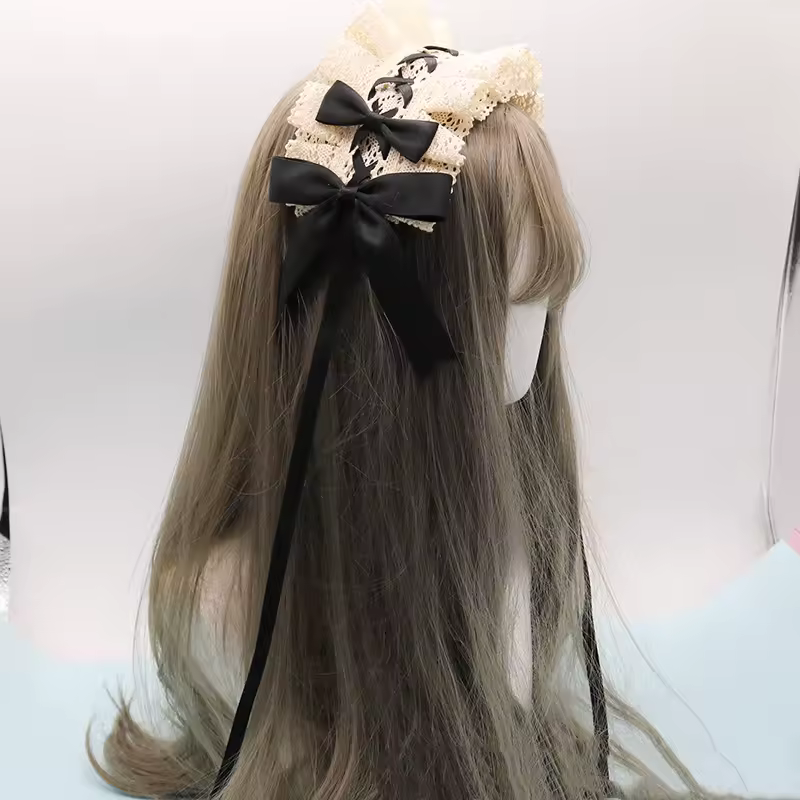 Lovely Bowknot Sweet Lolita Lace Flower Hair Hoop Anime Maid Cosplay Headband Headwear Accessory Hand Made Wholesale - Image 9