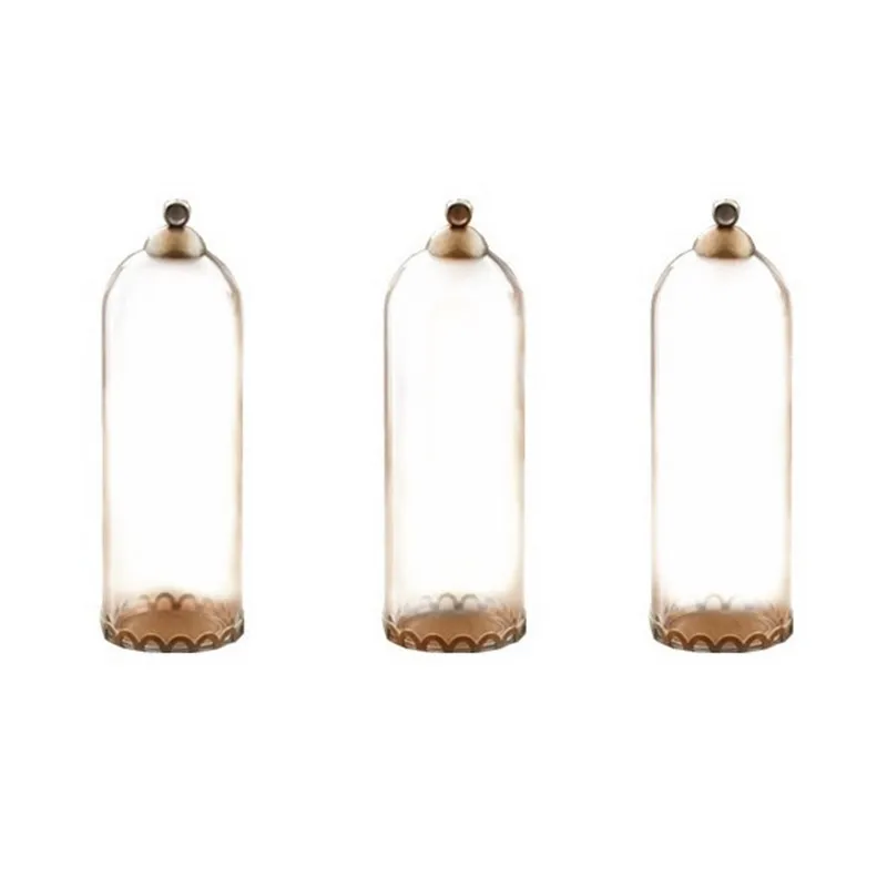 4pcs 50*18mm Hollow Glass Tube With Setting Base Beads Cap Set Glass Vials Pendant Glass Bottle Jewelry Findings