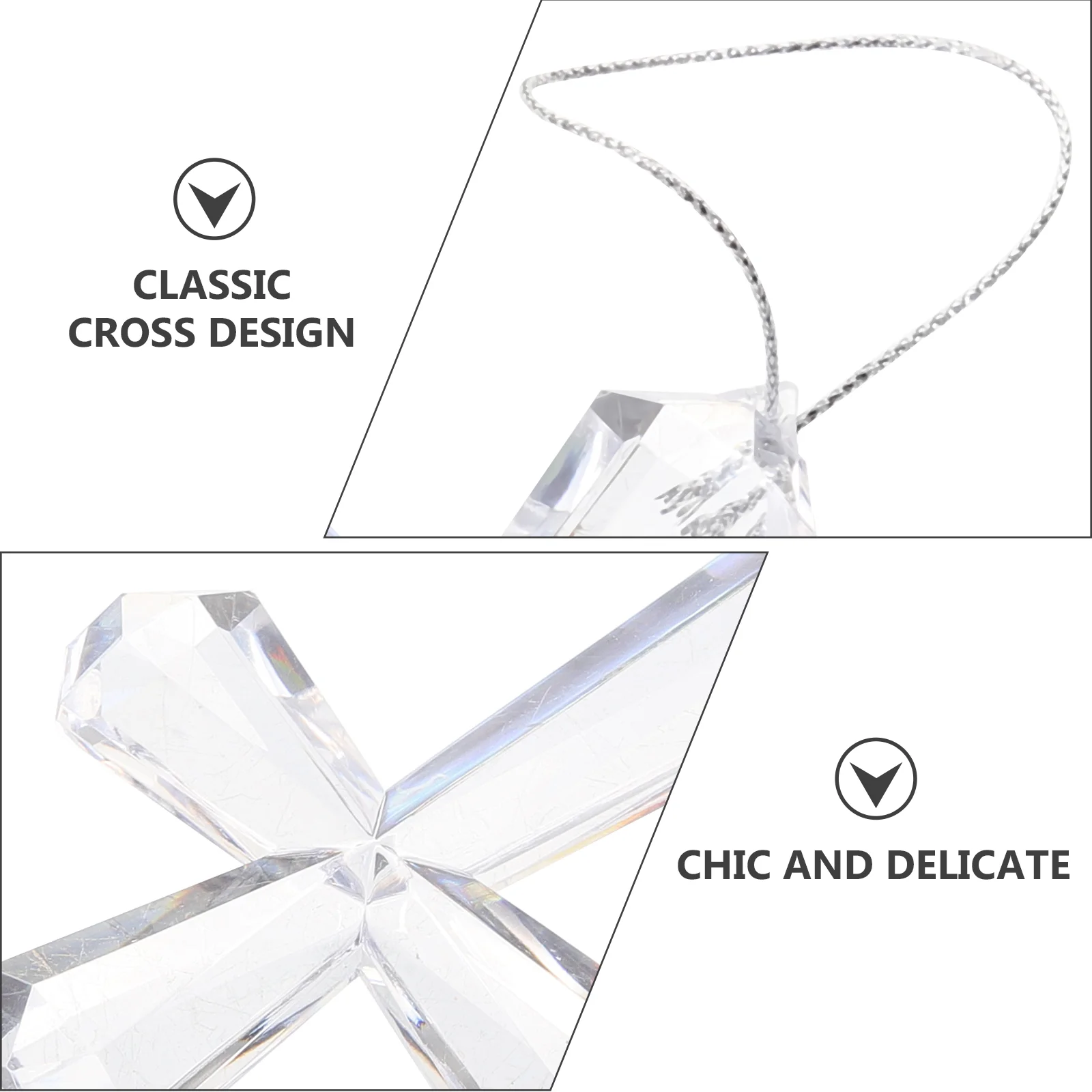 Christmas Wreath Transparent Cross Pendant Decorations for Bedroom Tree Ornaments Trees Unique Festoon Xmas