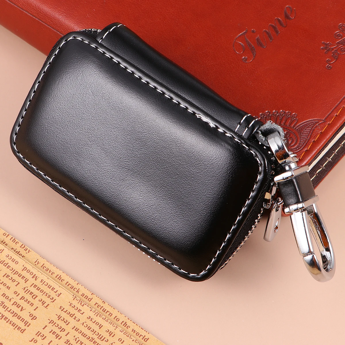 

Car Key Bag Durable Portable Key Holder Delicate Keys Storage Bag Simple Car Key Pouch for Man Woman (Black Without Trad