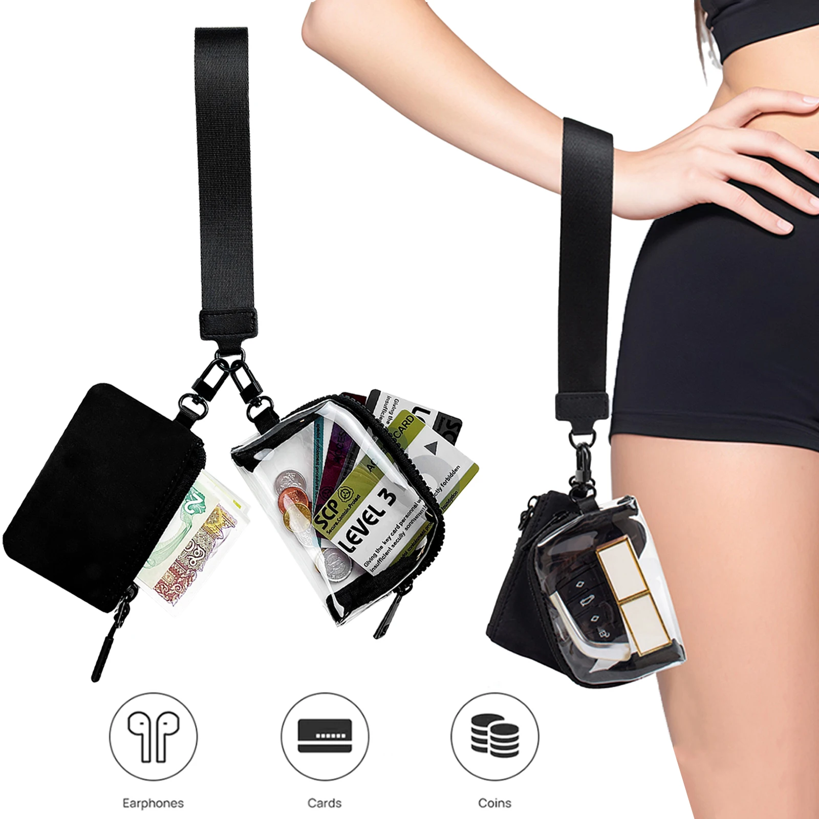 

Мини-кошелек для мамы на молнии вокруг браслета для женщин lulu, двойной чехол на запястье, портативный кошелек, кошелек для монет, мини-женский карман для монет