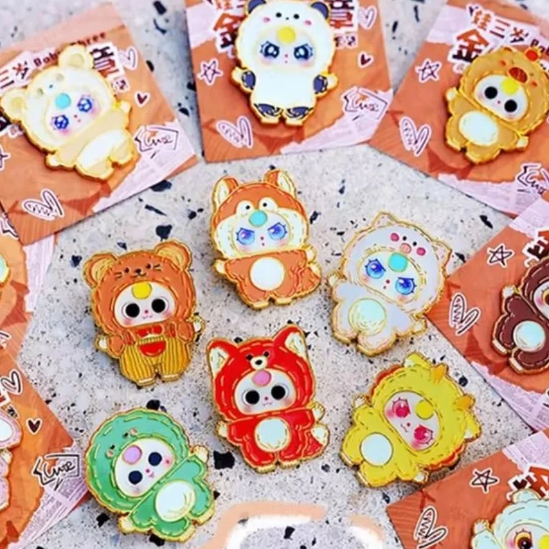 

New Baby Three 40Pcs Badge With Numbered Surprise Blind Box Trend Cute Cartoon Pendant Toy Animal Enamel Phnom Penh Collection