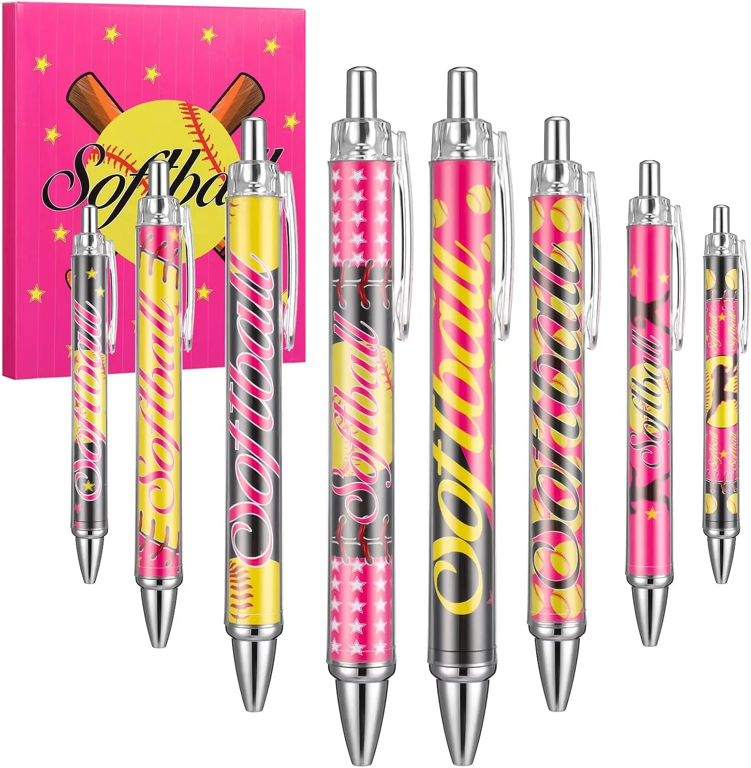 Softball Gfts for Daughters Teammates, Softball Party Favors Include 8 Pcs Softball Ballpoint Pens Softball Pens Christmas Stocking Stuffer for Team Softball Lovers Son Grandson Teens Friends