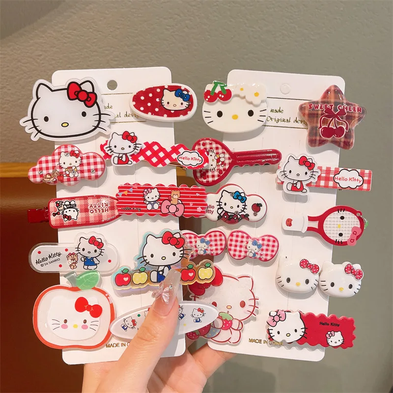 10pcs Children's Hair Clip HelloKitty Cute Headwear for Girls and Children Forehead Hair Clip