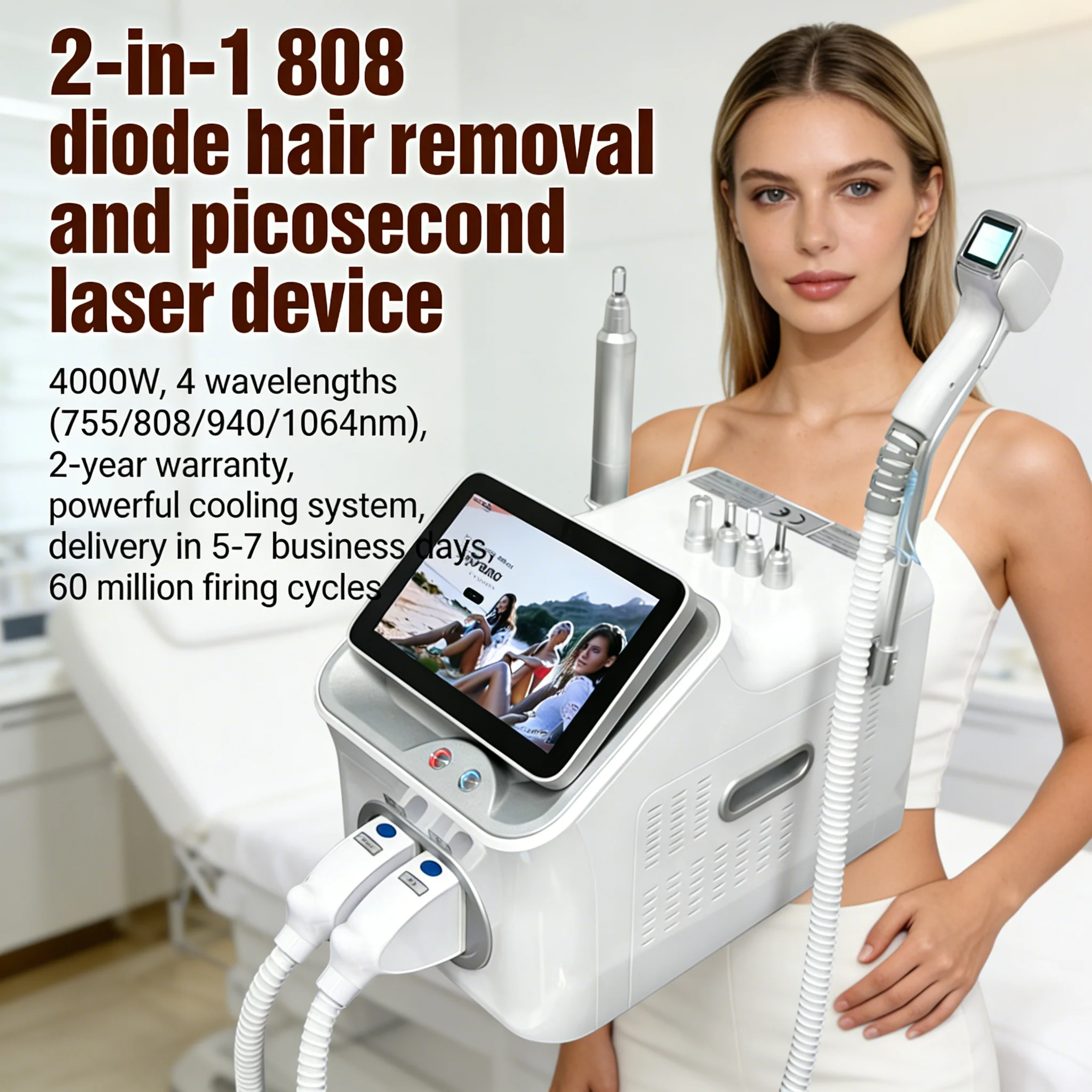 

Пикосекундный лазер 2 в 1: диодный лазер 808 нм для удаления волос и пикосекундный лазер для удаления татуировок, эпилятор для спа-салонов