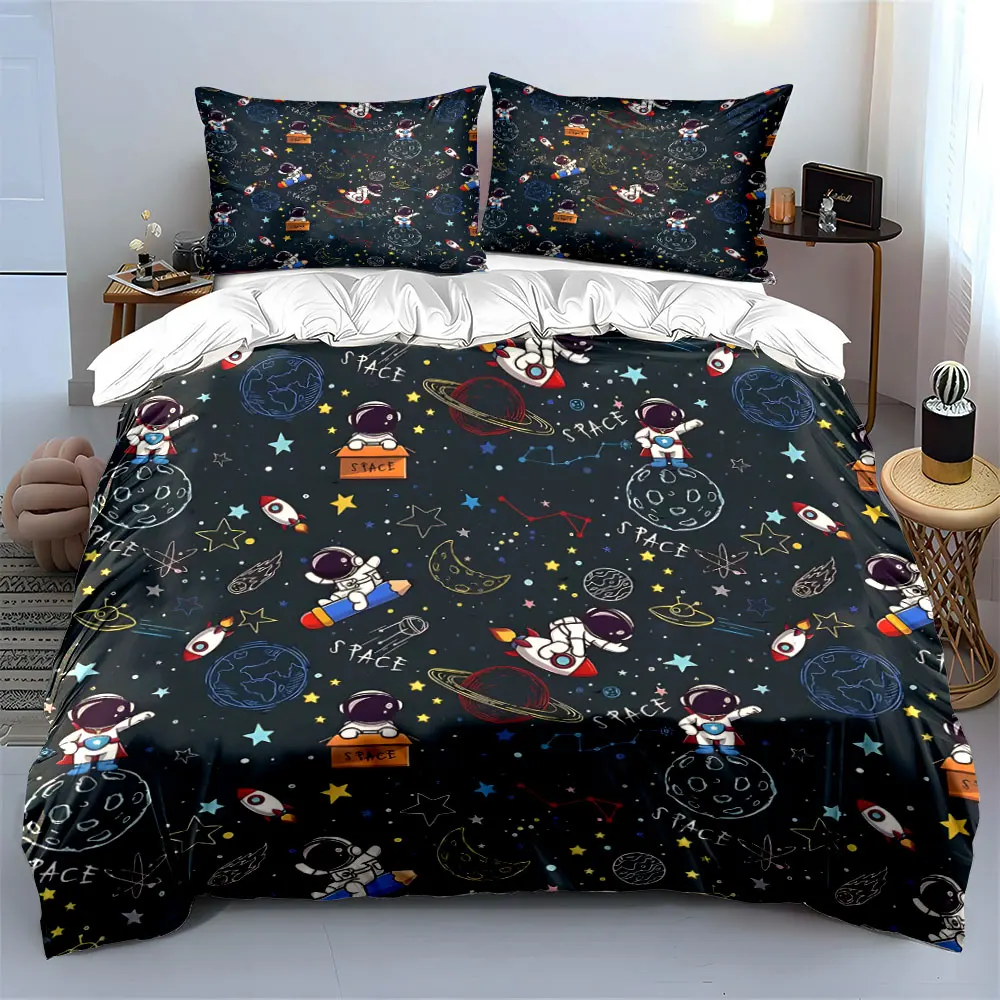 

"Space Adventure Kids Bedding Set" Soft Skin-Friendly Bedding Set Includes 1 Duvet Cover And 2 Pillowcase, Gift