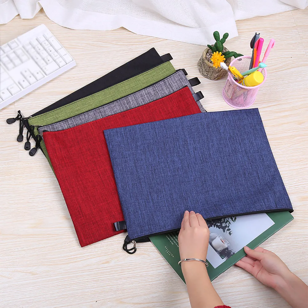

10Pcs Waterproof Zipper File Bags B4 Size Oxford Fabric Document Organizer Reusable File Pockets for School Office Business Use
