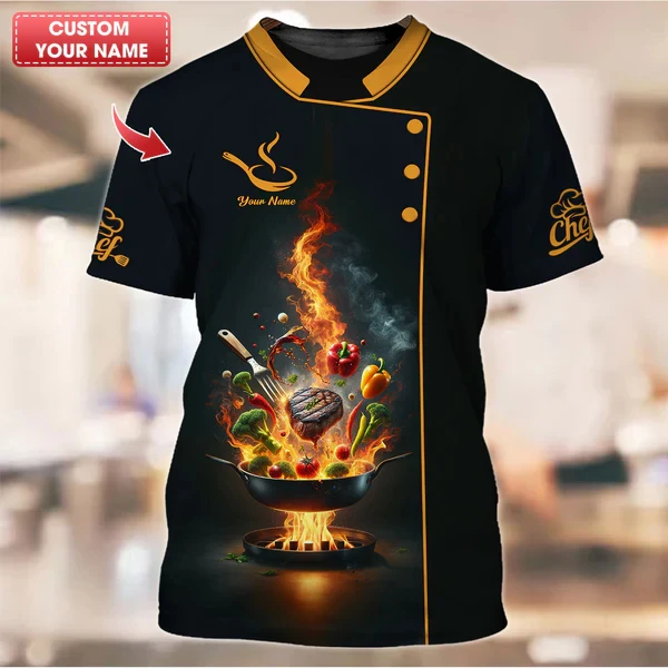 2025 New Designs Chef 3D Print T Shirt Personalized Customzed Name Tshirts Uniform Short Sleeve Loose Quick Dry Tees Unisex Tops - view 5