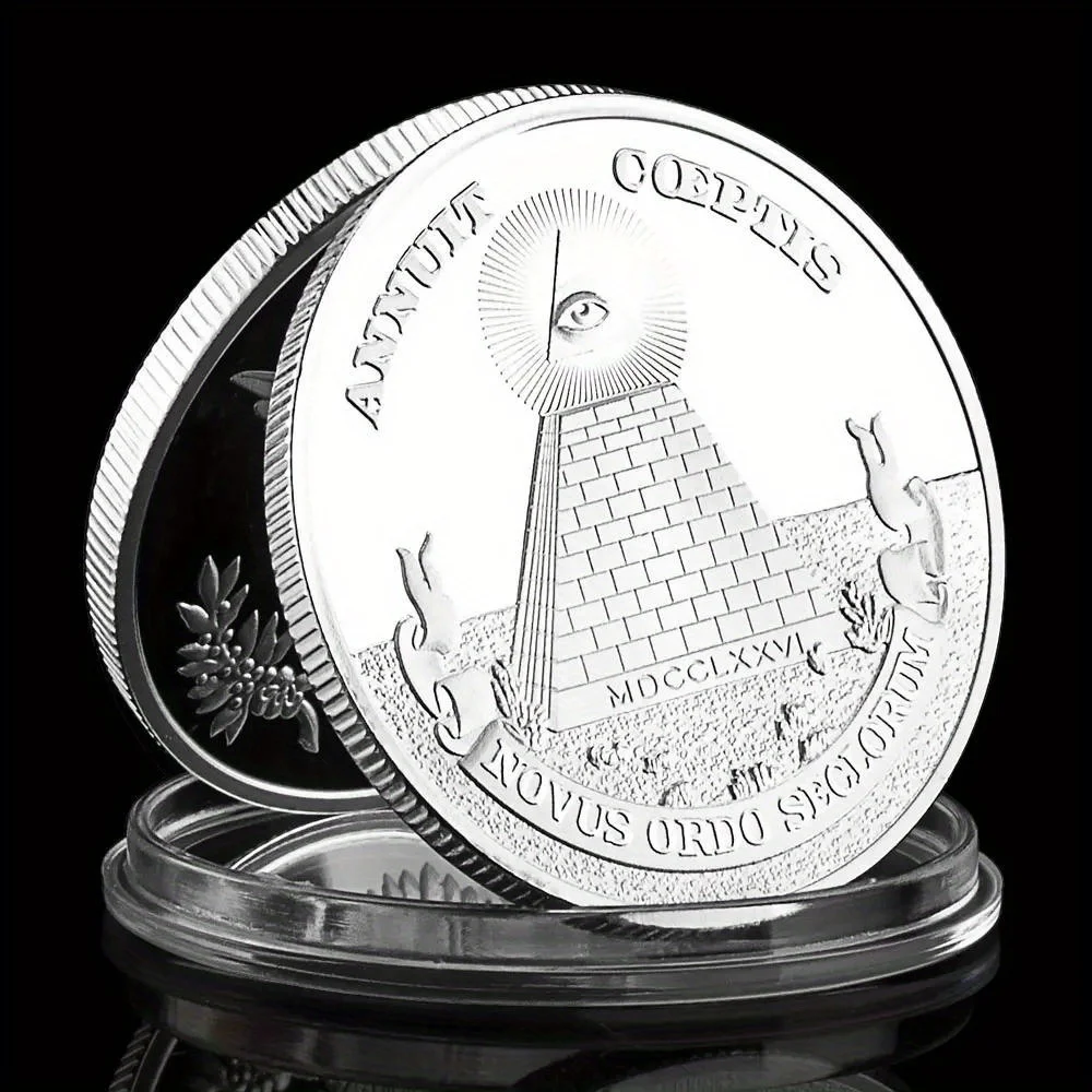 United States Freemason Souvenir Silvery Coin Plated Collectible Gift Annuit Coeptis Novus Ordo Seclorum Commemorative Coin