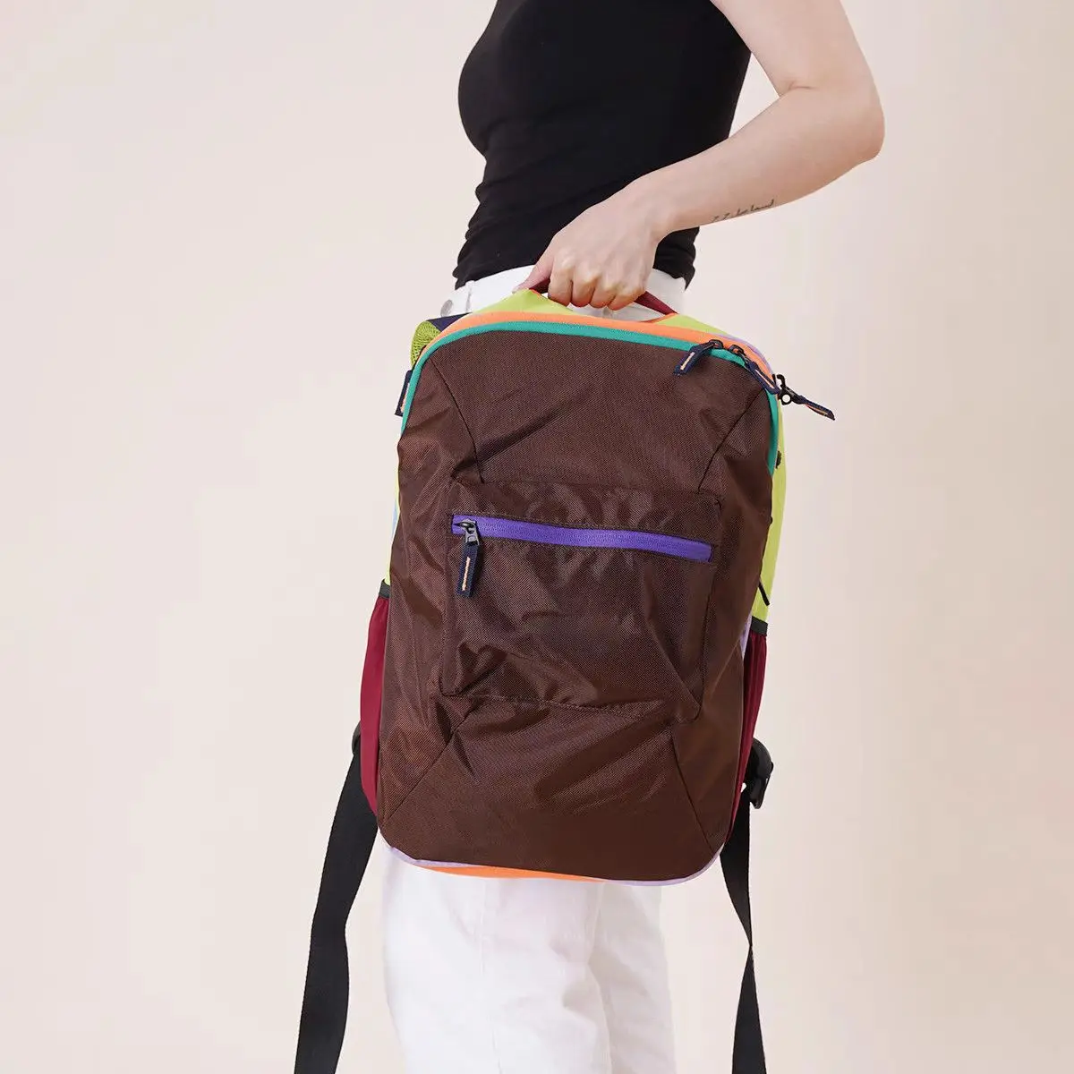 대용량 배낭 야외 경량 패치워크 패션 빈티지 배낭 남여 올 매치