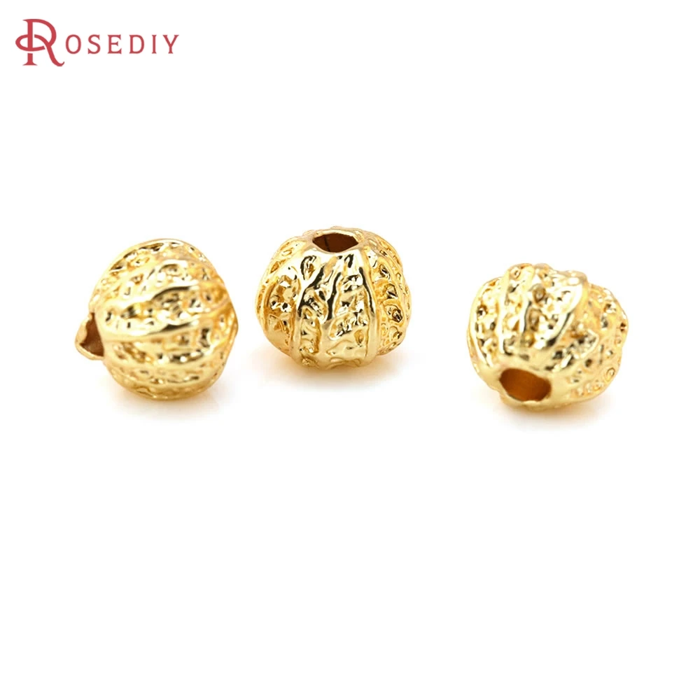 

18K Gold Color Brass Walnut Spacer Beads Bracelets Beads High Quality Diy Necklace Earrings Jewelry Accessories Jewellery Making