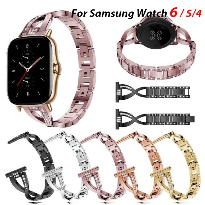 20mm For Samsung galaxy watch 3 41mm 45mm Active 2 40mm 44mm luxury Stainless Steel Strap band Watchband Metal Aolly Bracelet